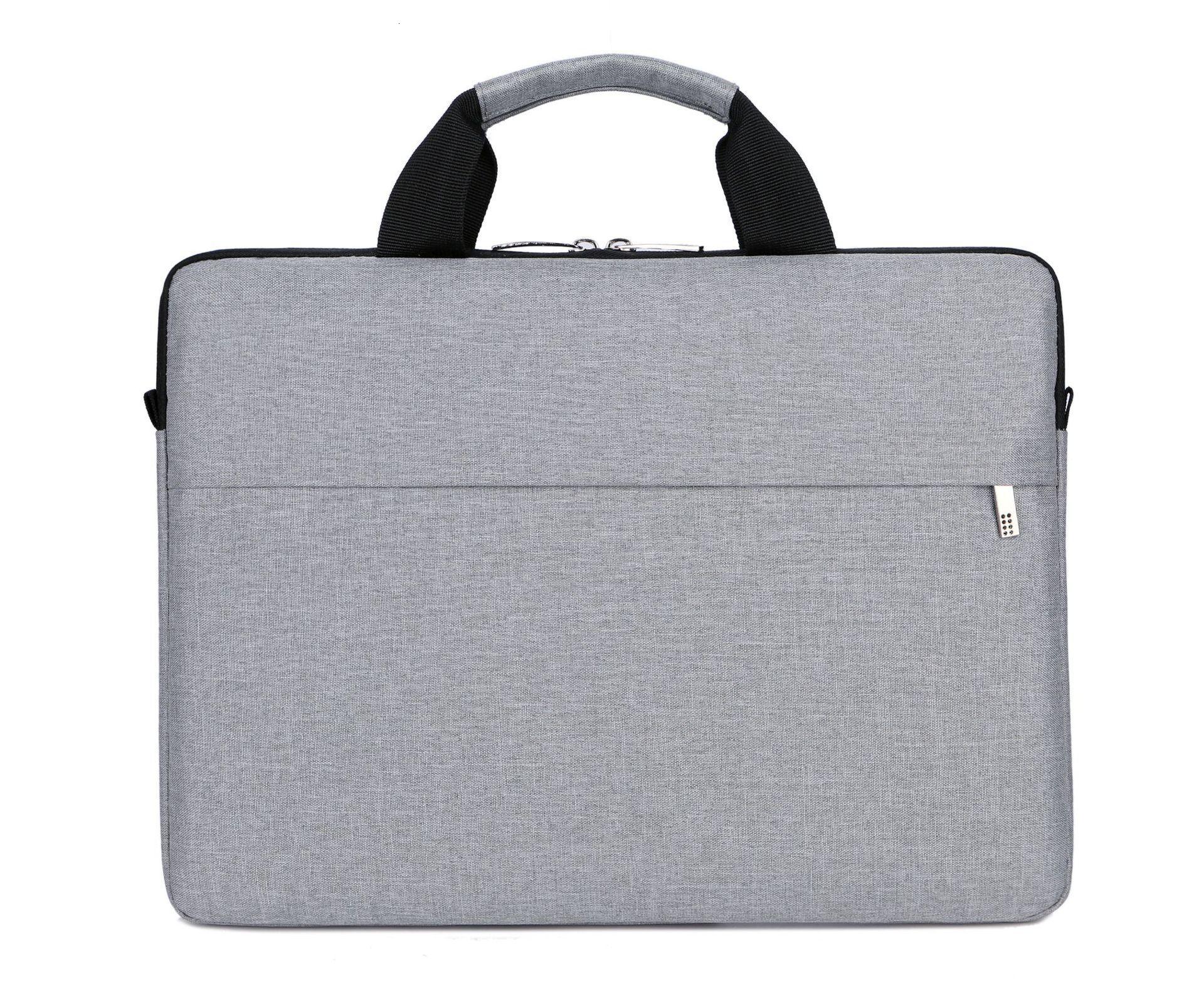 Office Oxford Cloth Briefcase Men Women Lightweight 14INCH Computer Laptop Bag Shoulder Handbag: Gray