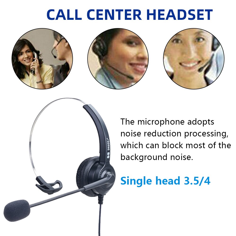 FOSITAN 3.5mm przewodowy zestaw słuchawkowy z mikrofonem z redukcją szumów słuchawki Stereo dla biura/ruchu Call Center/PC Laptop