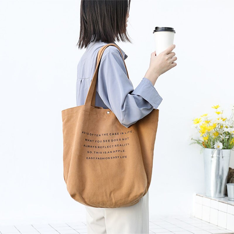 Grote canvas handtas, eenvoudige katoenen tas met grote capaciteit voor vrouwen, herbruikbare boodschappentas, shopper, hobo
