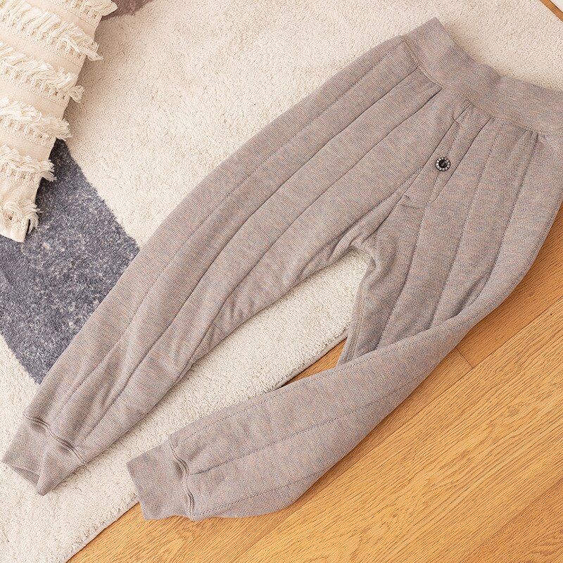 Chłopcy zimowe ciepłe kalesony student Szkoła zagęścić rajstopy bawełniane dziecięce legginsy domowe 4 6 8 10 Y gapić się miękkie bielizna spodnie: khaki / L(120-135cm)