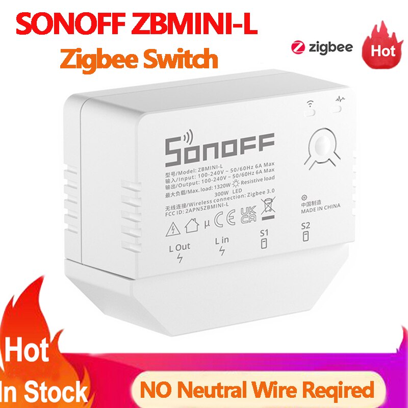 Sonoff ZBMini-L Zigbee Mini Schalter KEINE Neutralen Draht Erforderlich Zigbee 3,0 Clever schalten Arbeit mit Sonoff Zigbee Brücke zigbee Donlge