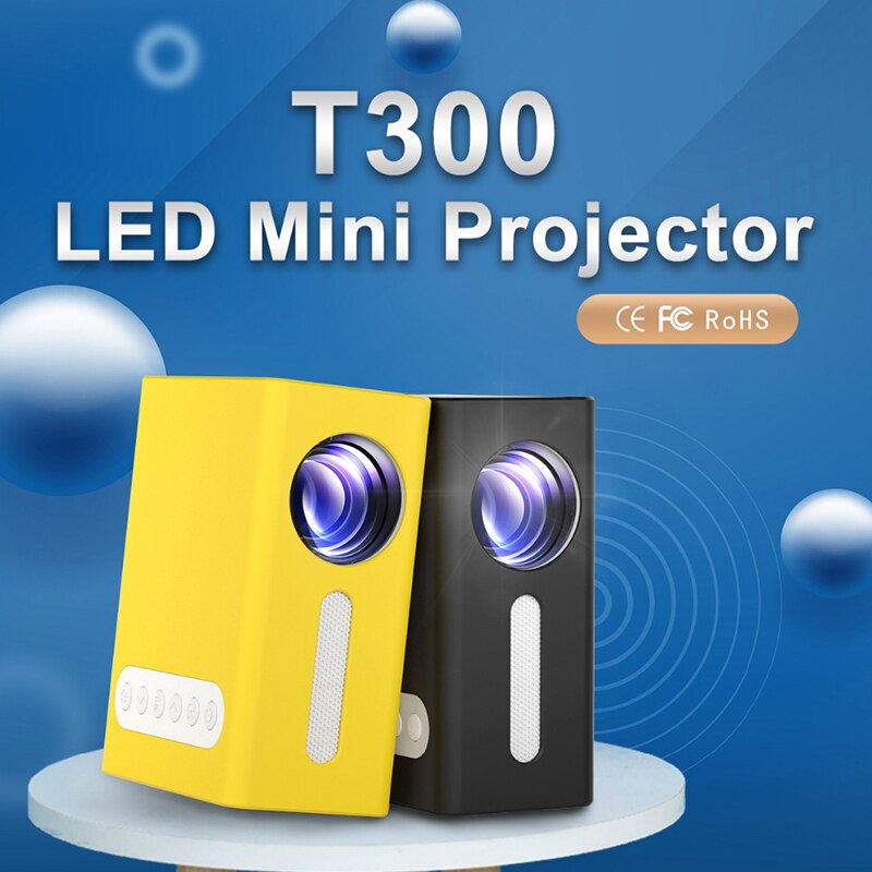 1080P HD Mini Projector T300 LED Audio Portable Movie Game Projector Home Media Video Player 3D Home Theater Remote Control