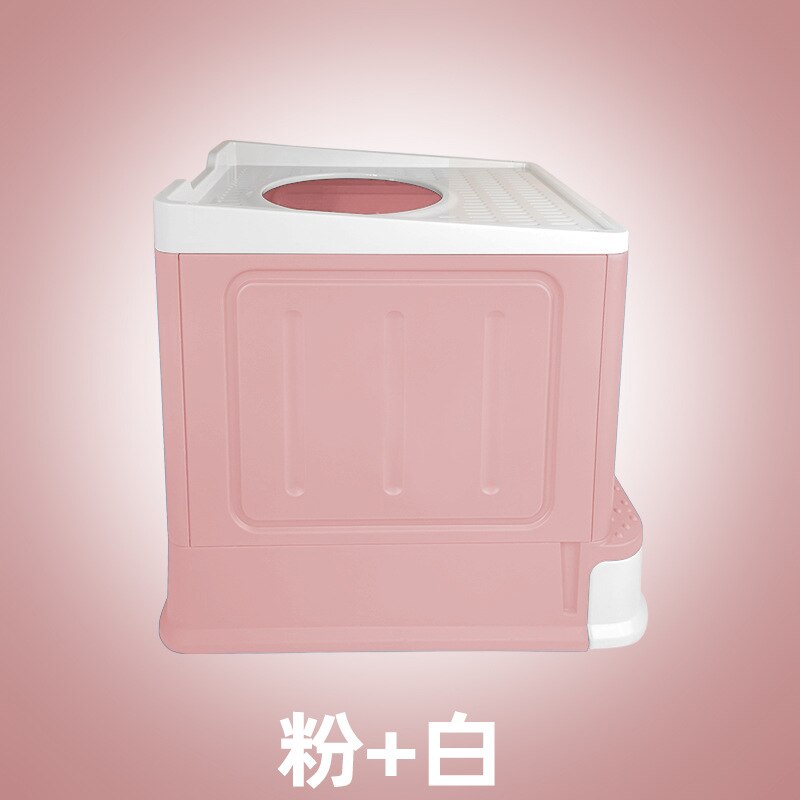 VOW Enclosed Cat Sand Basin In Drawer Cat Litter Box Type Cat Toilet Supplies Folding Splash Large Cat Feces Basin: pink