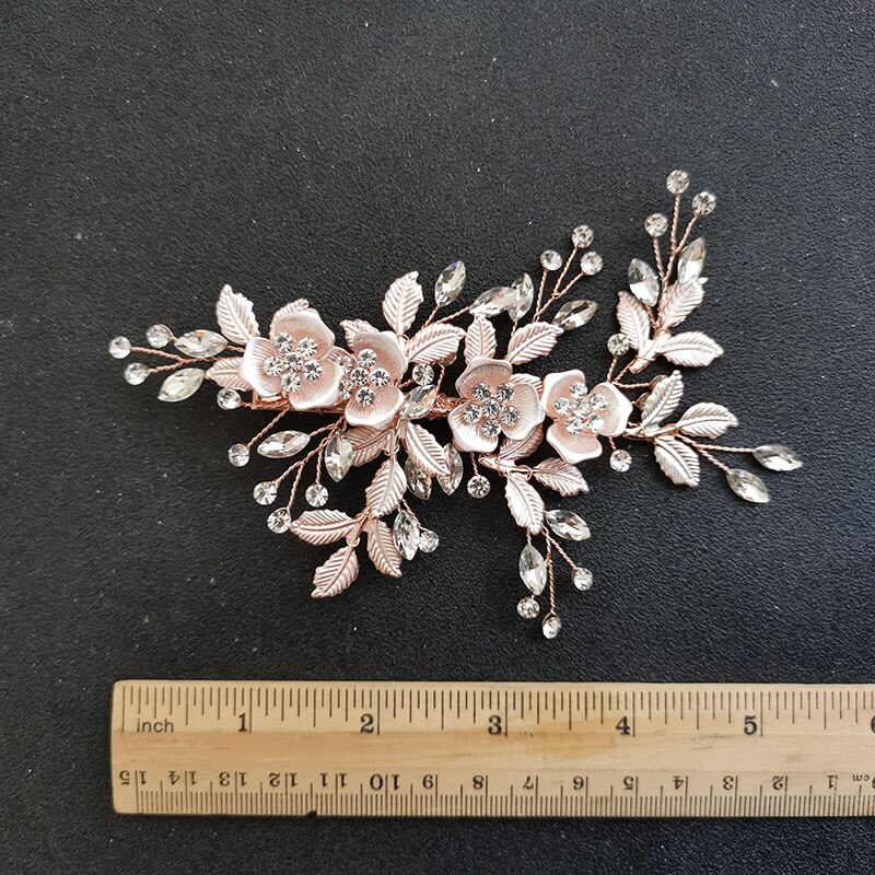 Slbridal handgemaakte oostenrijkse kristal bruids haarspeldjes haarspeldjes haarspeldjes bruidsmeisjes sieradensets: Roségouden haarspeld