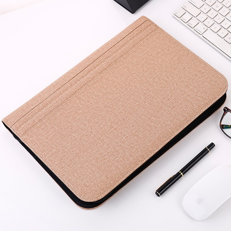 Classeur gestionnaire en cuir A4, grand classeur de luxe multifonction à fermeture éclair, sac à documents, fournitures de bureau et calculatrice