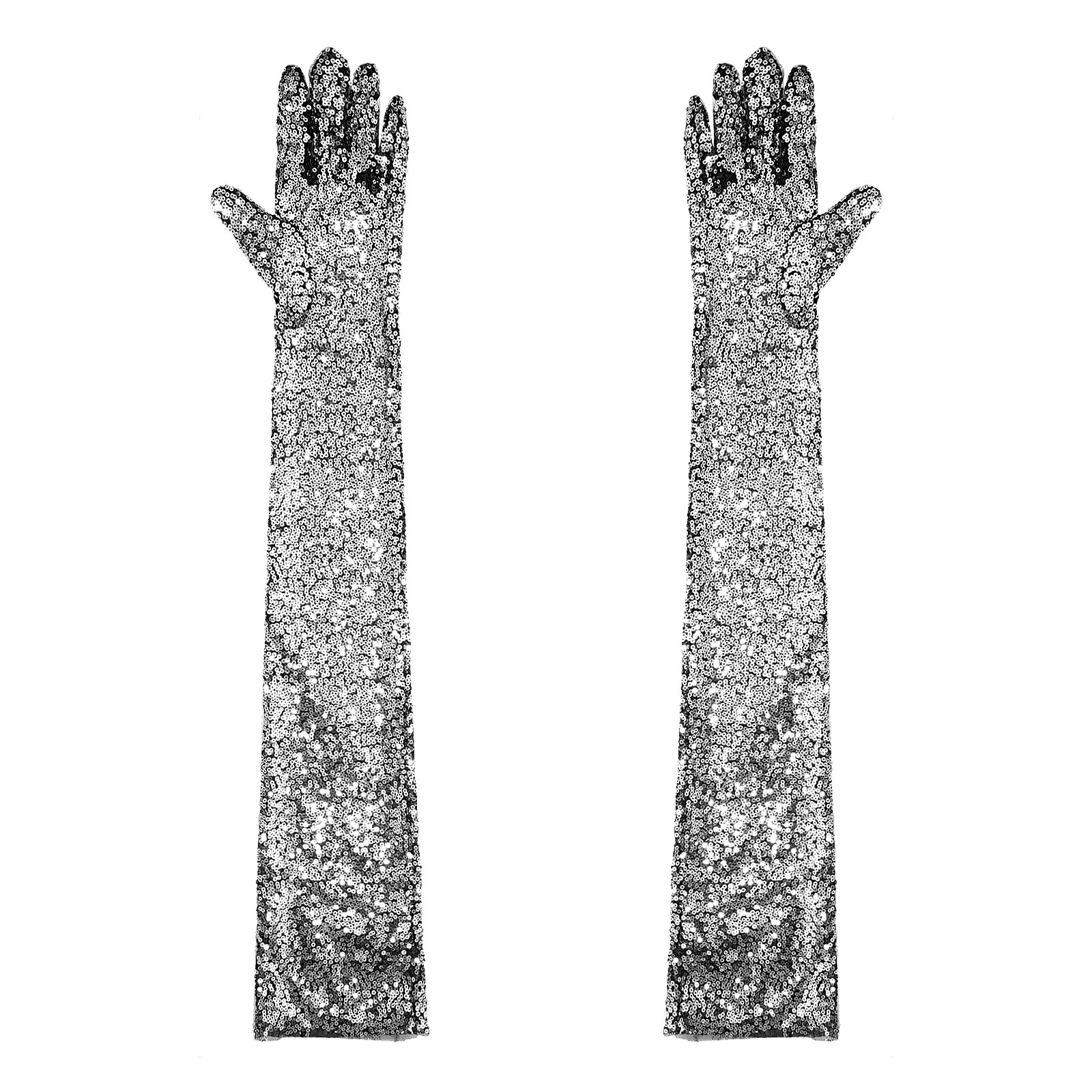 Damen 1920er Jahre lange Handschuhe Oper Finger Ellenbogen Länge lange Handschuhe glänzende Pailletten Mesh lange Handschuhe Rave Fäustlinge Ellenbogen Länge Vintage: Armee Grün