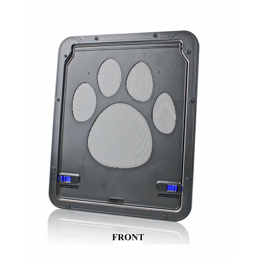 Puerta de mascota perro de grande de 43CM, seguro, puerta de pantalla magnética bloqueable para perros, puerta de ventana para mascotas, estampado de pata libremente, fácil de instalar