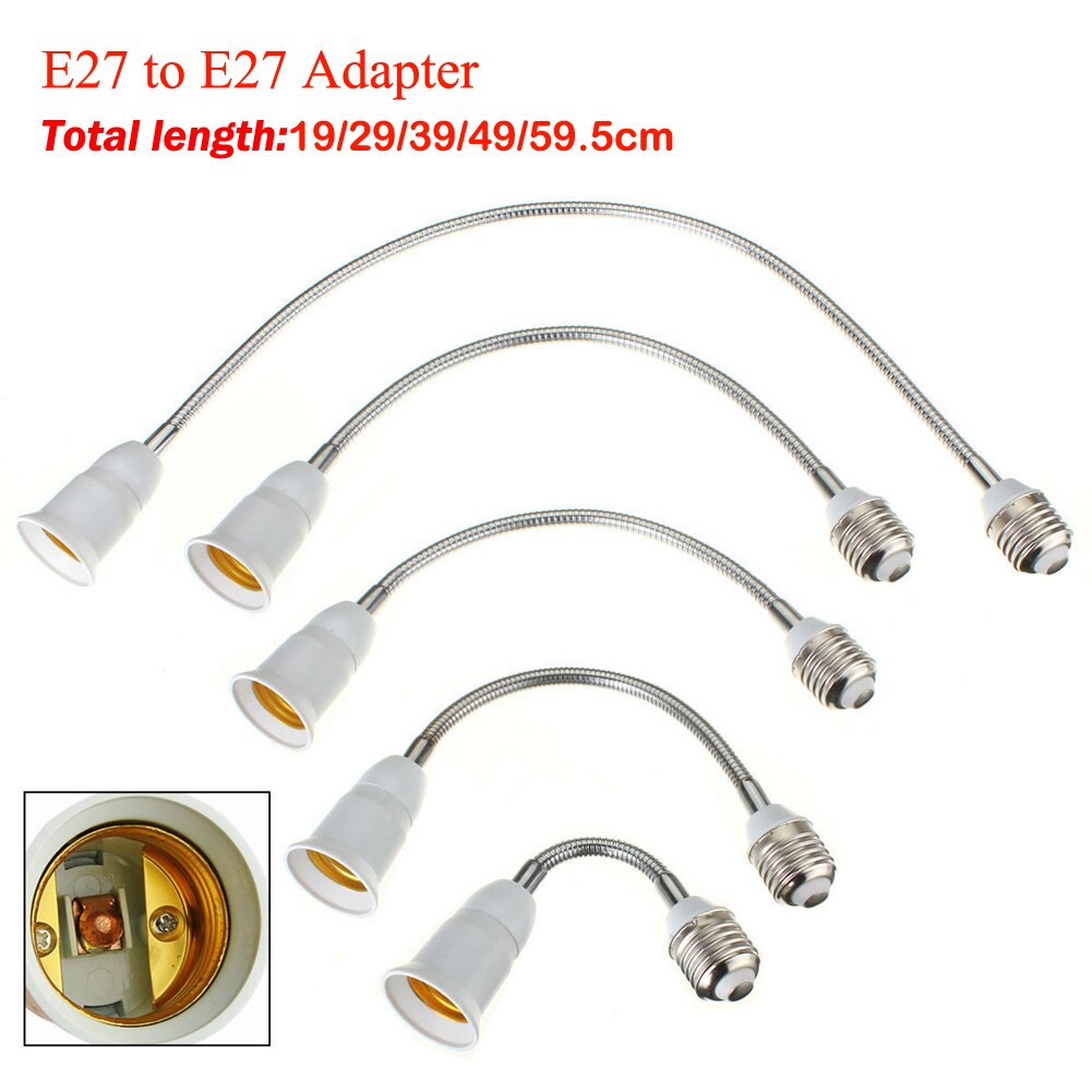 E27 Om E27 Led Lamp Base 19Cm 29Cm 39Cm 49Cm 59Cm Flexibele Verlengsnoer E27 socket Fitting Verlichting Houder Extender