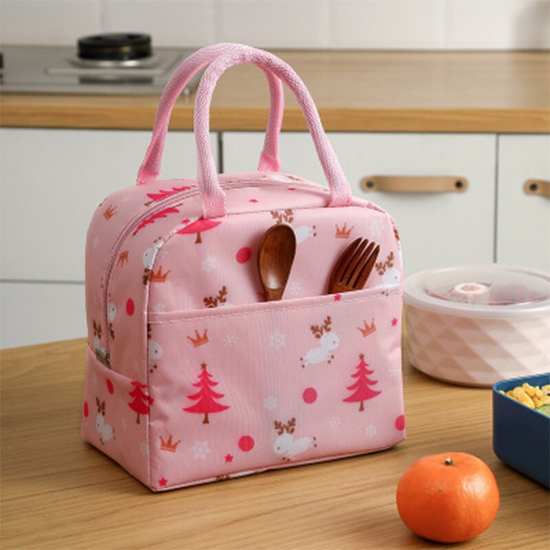 1PCs Frische Kühler Taschen Wasserdichte Nylon Tragbare Zipper Thermische Oxford Mittagessen Taschen Für Frauen Bequem Mittagessen Box Tote Lebensmittel taschen