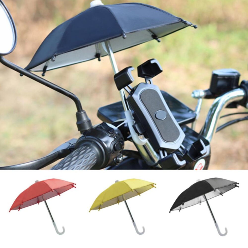 Soporte de teléfono para bicicleta, Mini sombrilla, accesorios de decoración para bicicleta, Paraguas automático para móvil de poliéster