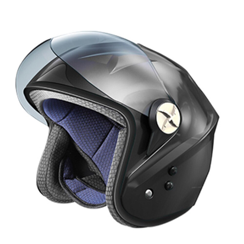 KDsafe-casco de motorista con Bluetooth para hombre y mujer, medio casco de energía Solar, ultraligero, para las cuatro estaciones, ventilador de verano: Helmet-Black