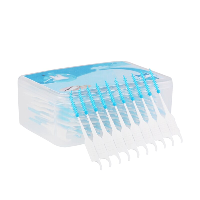200Pcs/Box Soft Silicone Dental Floss Interdental Brush Disposable Teeth Stick Toothpicks Floss Tooth Pick Oral Care Brush Cle