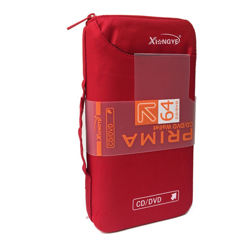 Étui de rangement pour DVD et CD, capacité de 96/64 disques, support pour voiture, sac de transport Portable pour accessoires DVD et CD: For 64 CD Red