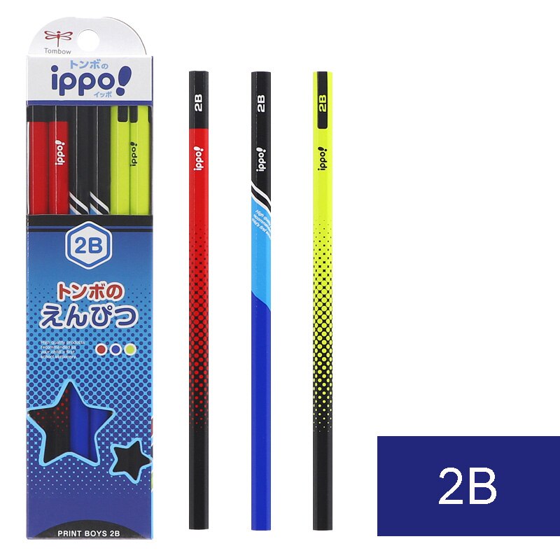 Tombow ipppo student pencils  hb 2b eenvoudige potloden kawaii houten kinderpotloden japanse schoolbenodigdheden: Blauwe ster 2b