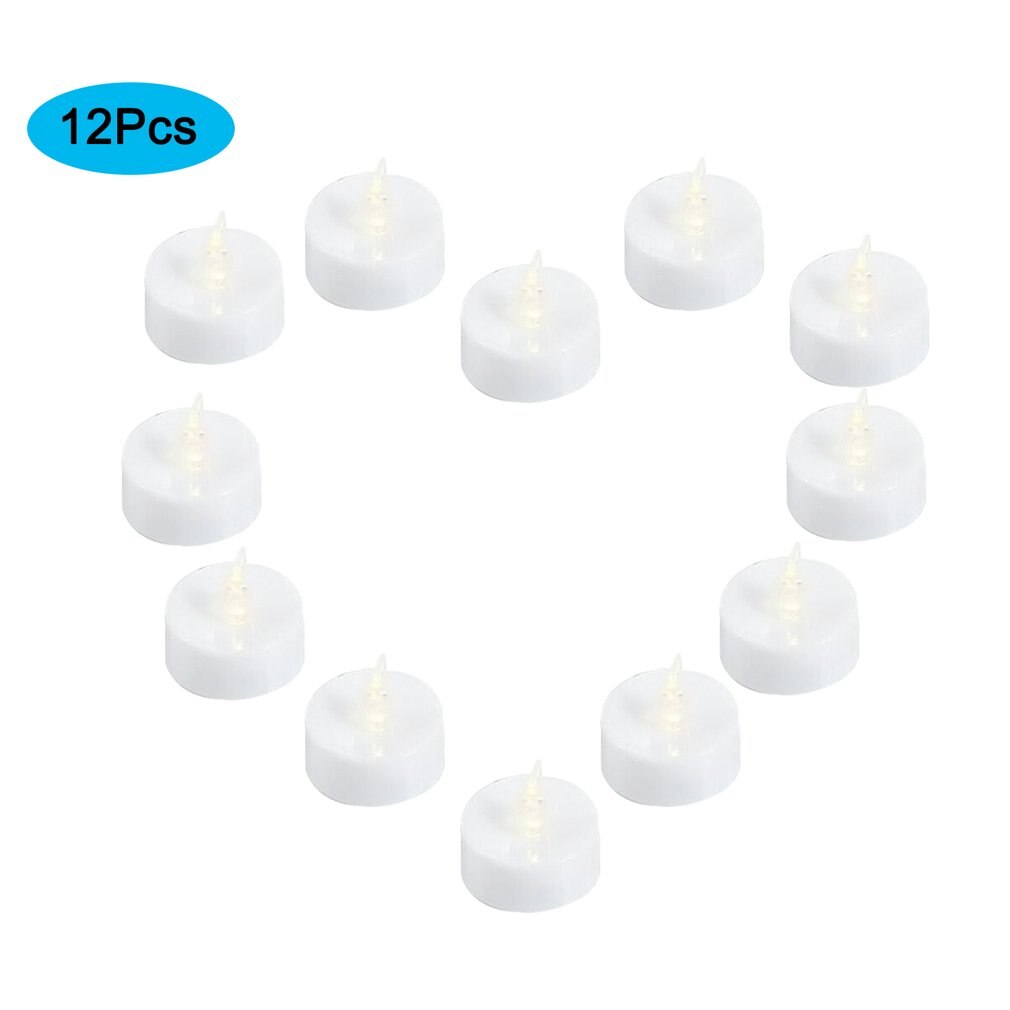 12/24pcs Realistic Bright Flickering Flameless Tea Light LED Electronic Tea Candle Transparent Soft Core Yellow Flashing Candle: 12pcs