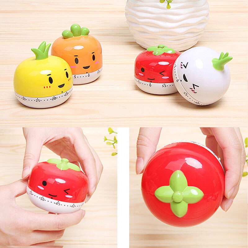 Kitchen Small Tomato Timer Cute Tomato Cartoon Kitchen Mechanical Timer (Red) Kitchen Supplies