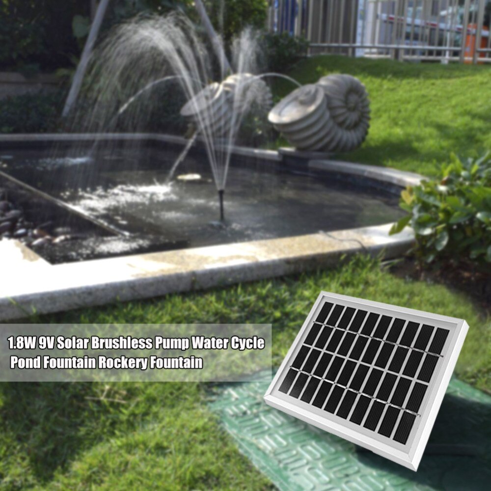 1.8W 9V Solar Brushless Pomp Water Cycle Vijver Fontein Rotstuin Fontein Tuinieren Solar Pomp Fontein Zonne-energie Fontein pomp