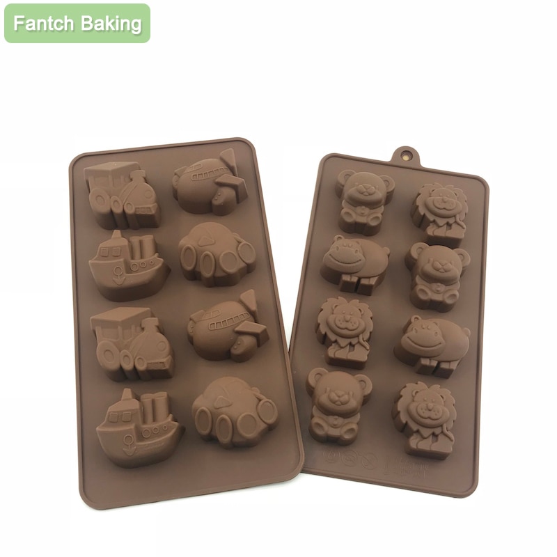 Tegneserie bil transport køkken bageform silikone kage dekorationsværktøj dyr fondant løve dyr chokolade forme gør det selv