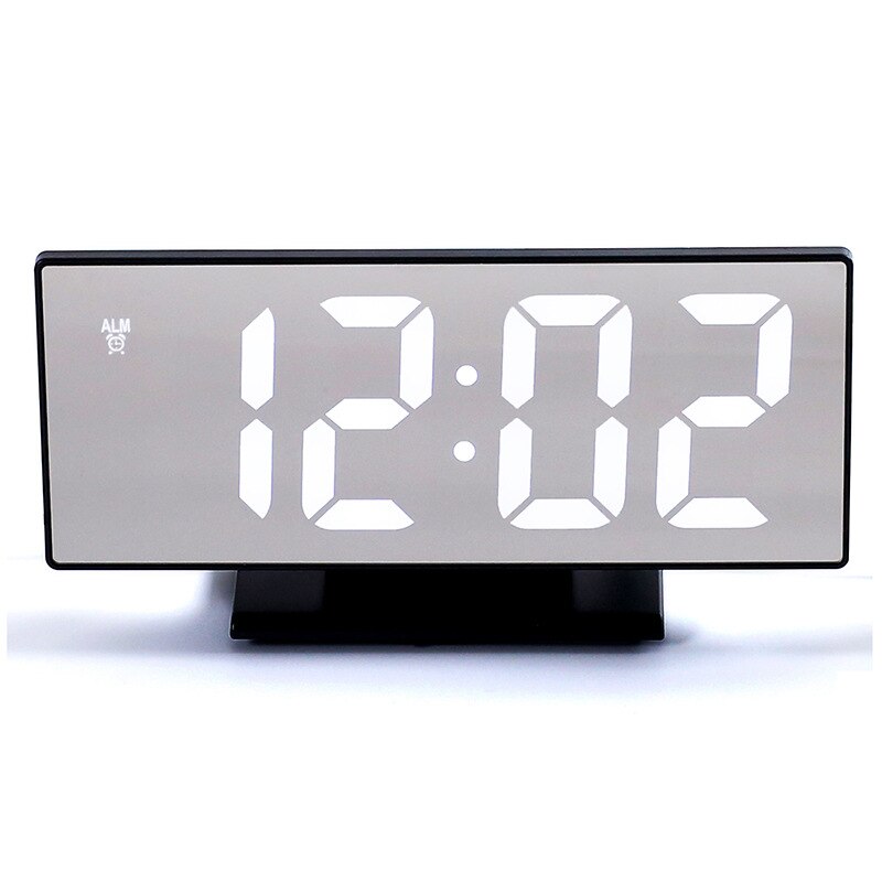 LED Digital Alarm Clock Mirror Electronic Clocks Multifunction Large LCD Display Digital Table Clock with Temperature Calendar: Black White