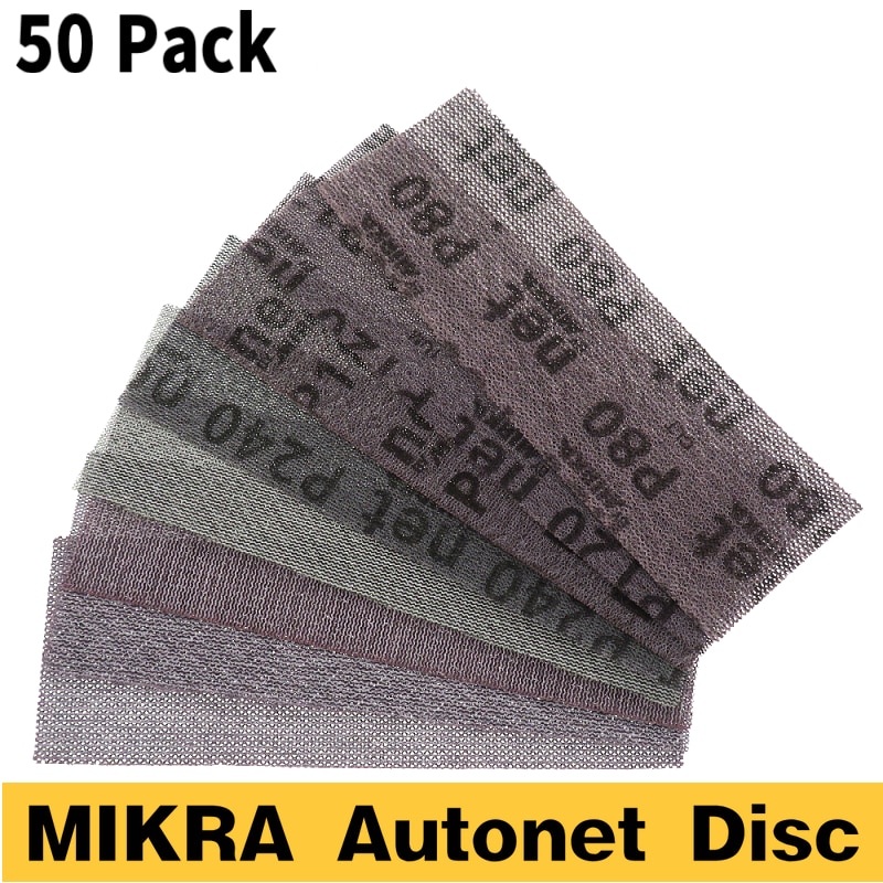 Discos de lijado de malla antipolvo para coche, lija abrasiva de bucle de gancho seco de 125x70mm, grano 80-320 para pulido de vidrio y madera