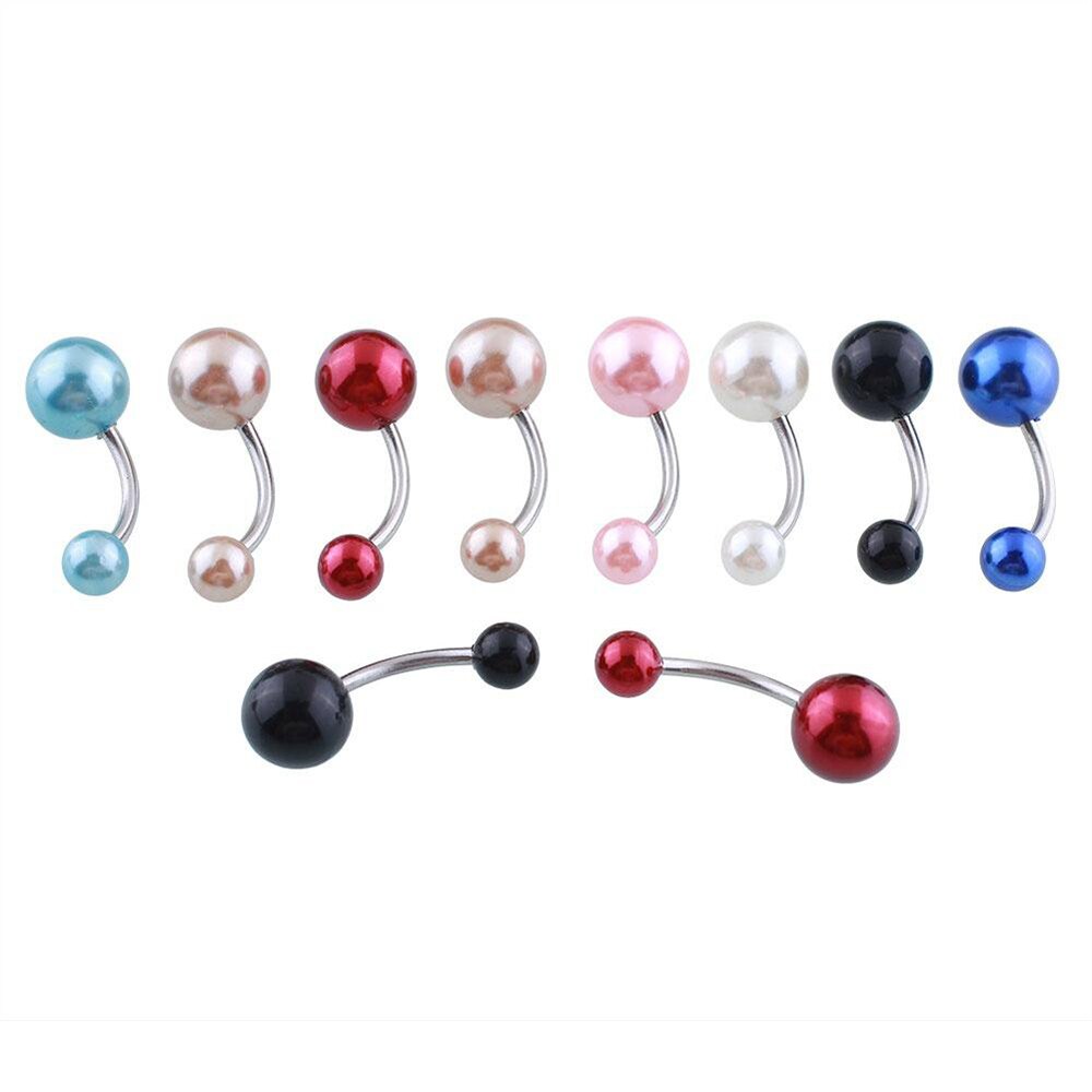 10 stuks Imitatie Parel Mix Kleuren Body Piercing Sieraden Belly Button Rings Navel Piercing Body Sieraden Pircings