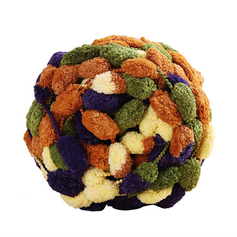 Tjock ull stor mjuk regnbåge pom pom garn handstickning virkgarn diy filt kudde färgglad pumpong tråd 135g: Vit