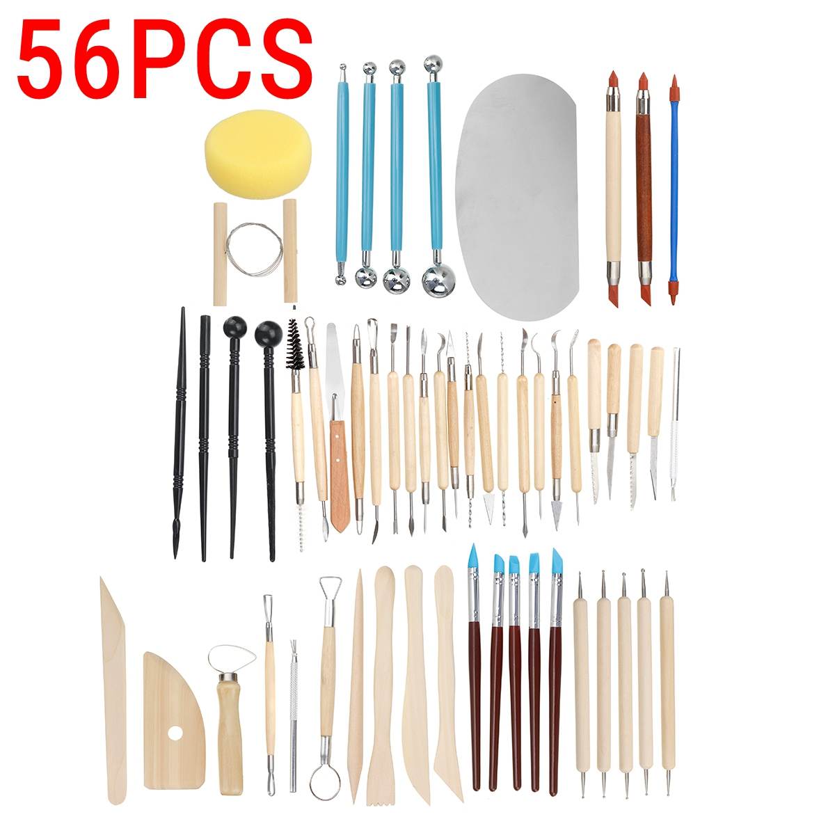 61PCS Ceramic Clay Tools Set Polymer Clay Tools Pottery Tools Set Wooden Pottery Sculpting Clay Cleaning Tool Set tool sculpture