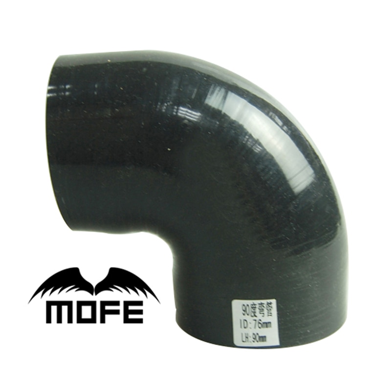 MOFE Zwart 76mm 90 Graden Elleboog Siliconen slang 3 "inch Heater Koelvloeistof Voertuig Toepassingen