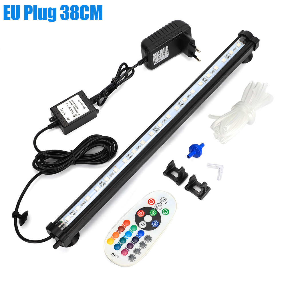 Underwater Submersible Fish Tank Light Color Changing LED Air Bubble Light Aquarium Air Bubble Lamp Making Oxygen for Fish Tank: EU Plug 38CM