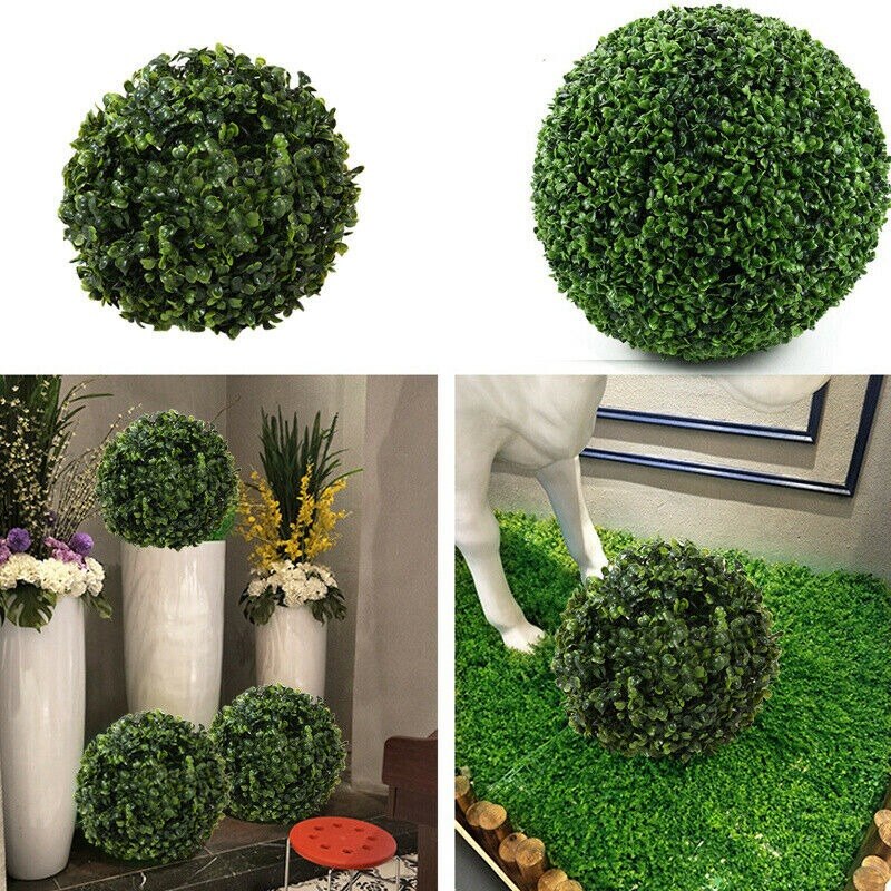 2 stk 35cm plast topiær træblad effekt kuglehængende hjem haveindretning kunstige hængende topiære buxus bolde