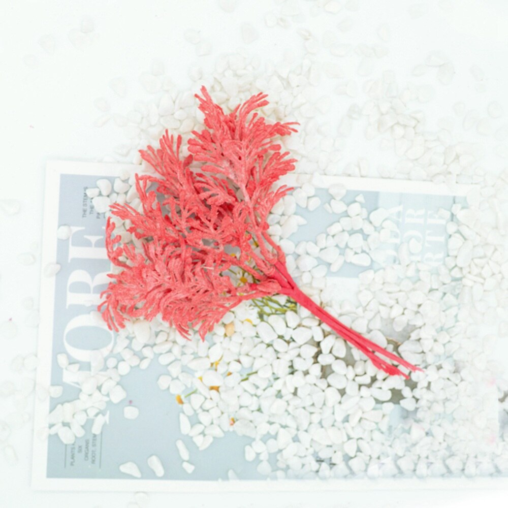 6 stk/parti kunstige planter til bryllup boligdekoration tilbehør scrapbog gør-det-selv krans silke blomster dekorativ urtepotte: Rød