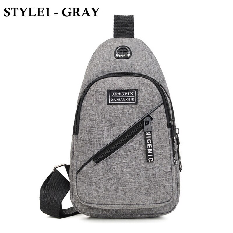 Bolso cruzado Oxford de con carga USB para hombre, antirrobo, para el pecho, para viaje, corto, bolso de hombro impermeable: B-2