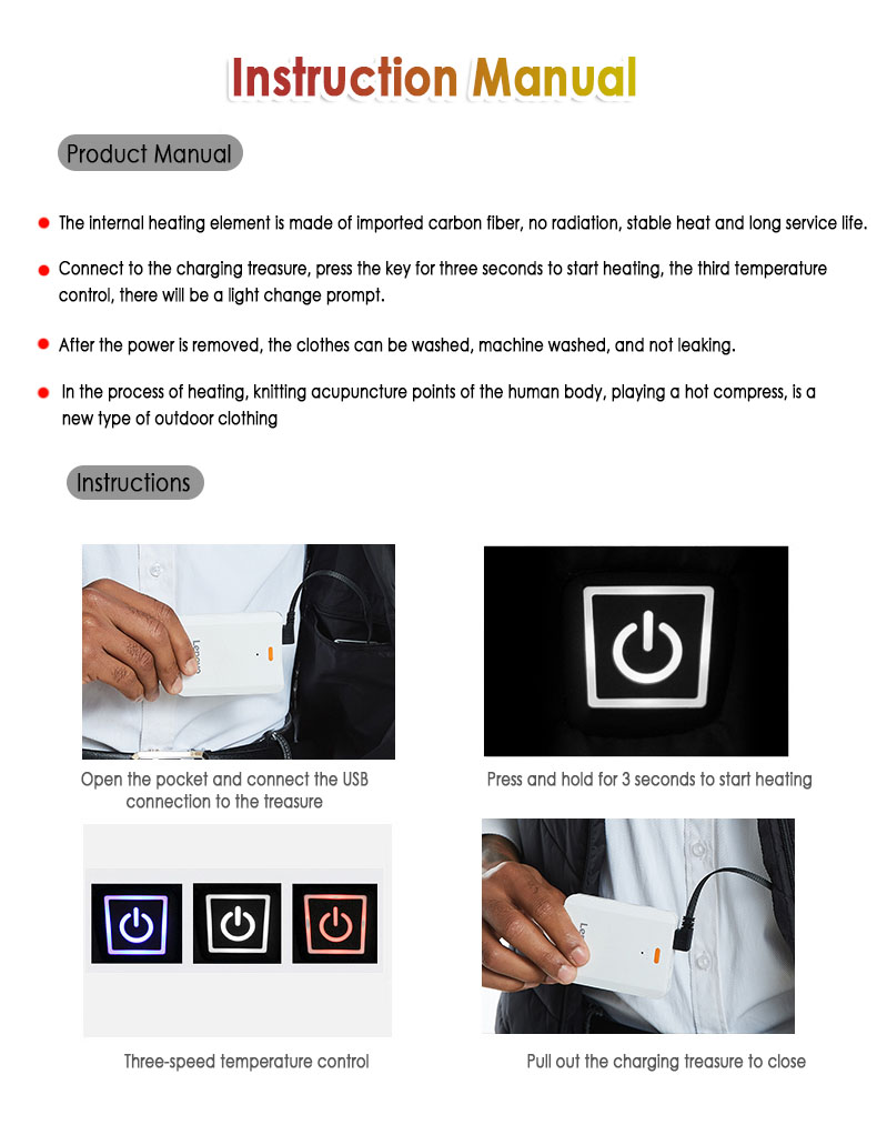 Chaleco eléctrico calentador al aire libre batería eléctrica USB manga larga calefacción chaqueta con capucha cálida ropa térmica esquí