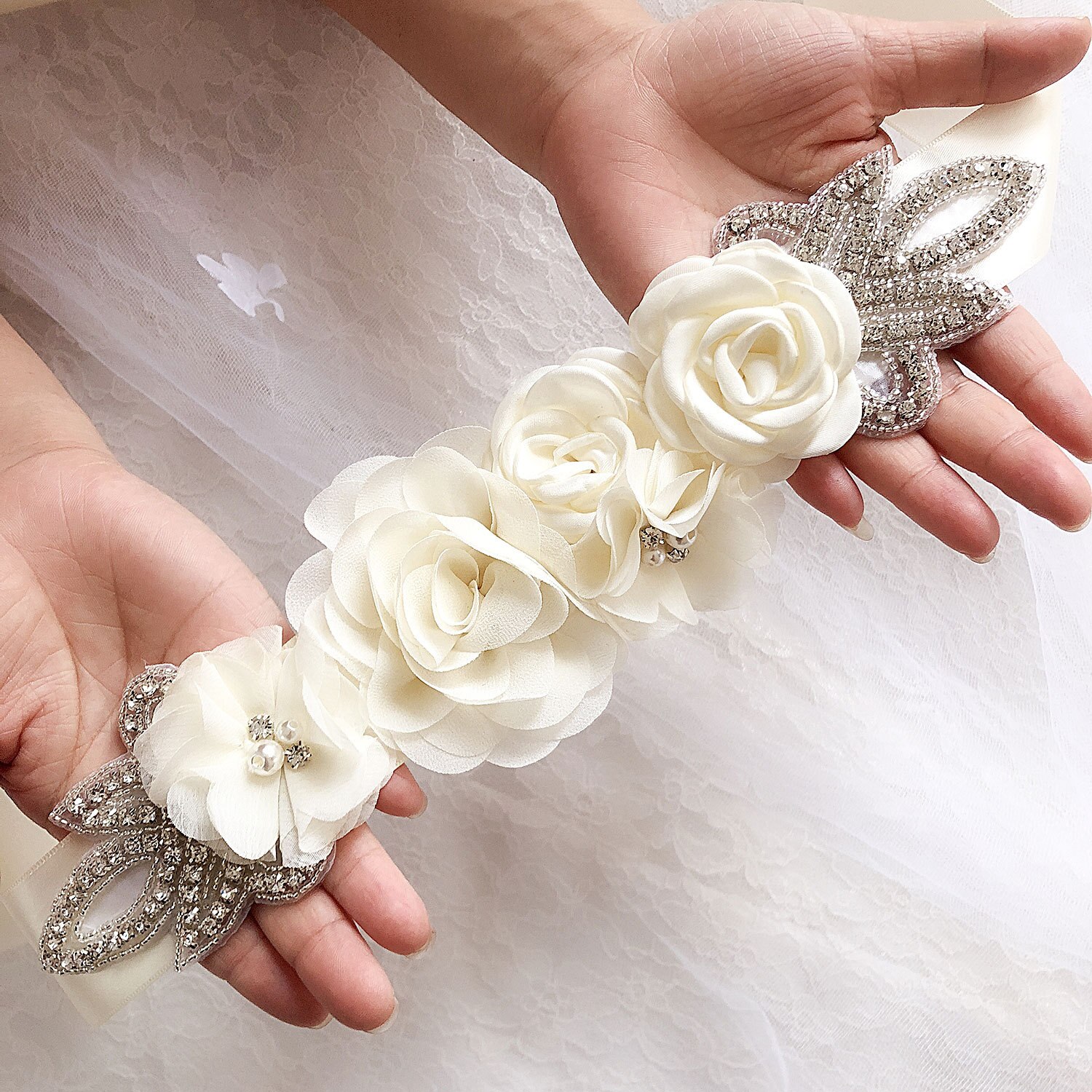Cinturón de boda para novia, flor rosa perla, vestido de dama de honor de noche, cinturón de flores embarazadas, novedad de