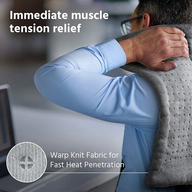 Ekstra stor elektrisk varmepude til smerter i ryg og kramper 12 x 24 tommer -soft varme til fugtig og tør behandling