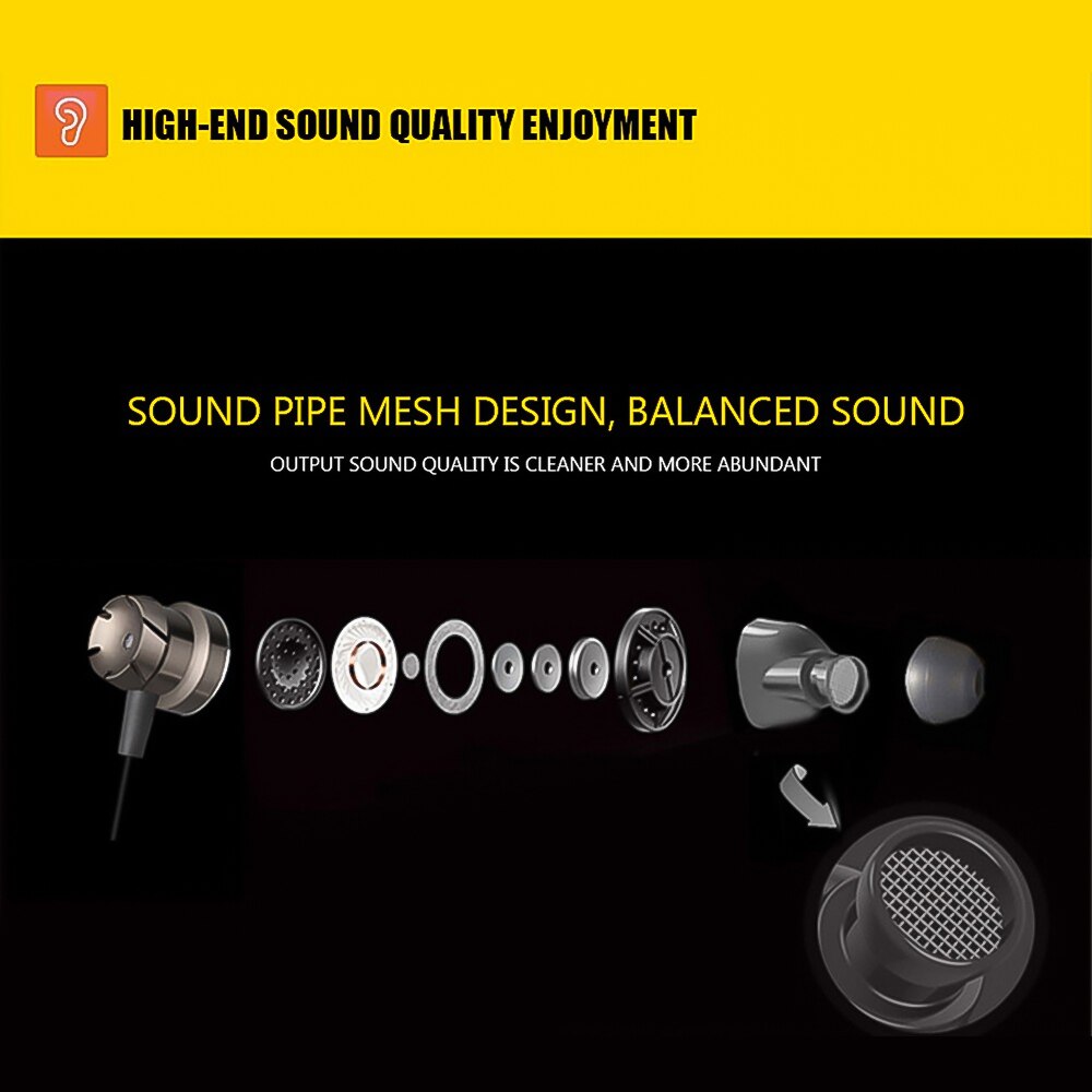 Super Bass Metall in-Ohr Verdrahtete Kopfhörer Volumen Kopfhörer HiFi Stereo Kopfhörer mit Mikrofon geeignet für praktisch