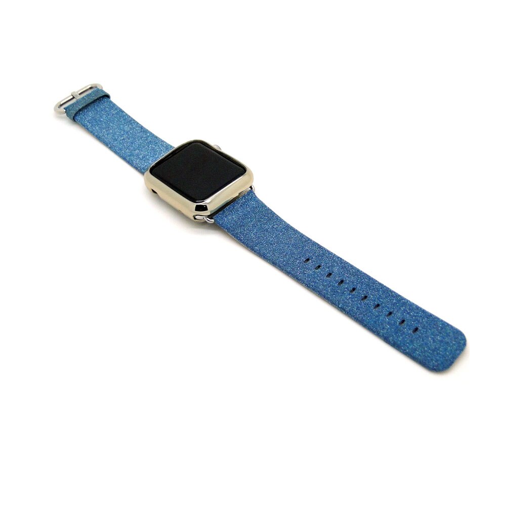 Bling Glitter PU Leder Handgelenk Gurt Für Apple Uhr Band Für iWatch Serie 4 3 2 1 44mm 40mm 42mm 38mm Ersatz Armband: Blau / 42mm and 44mm