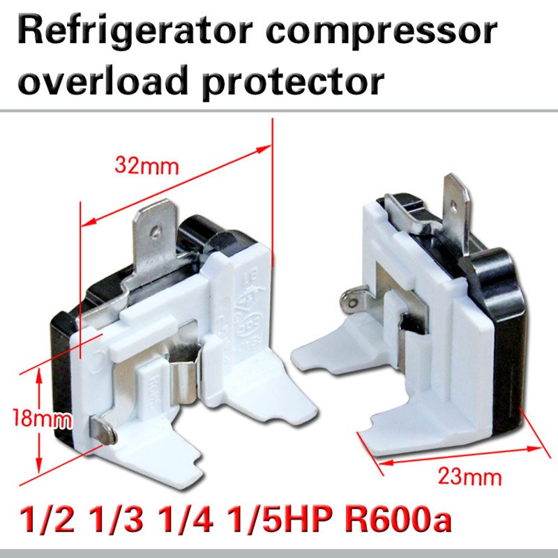 1/3HP Freezer Overload Protector Refrigerator Overheating Overload Protection Overcurrent Protector Compressor Accessory
