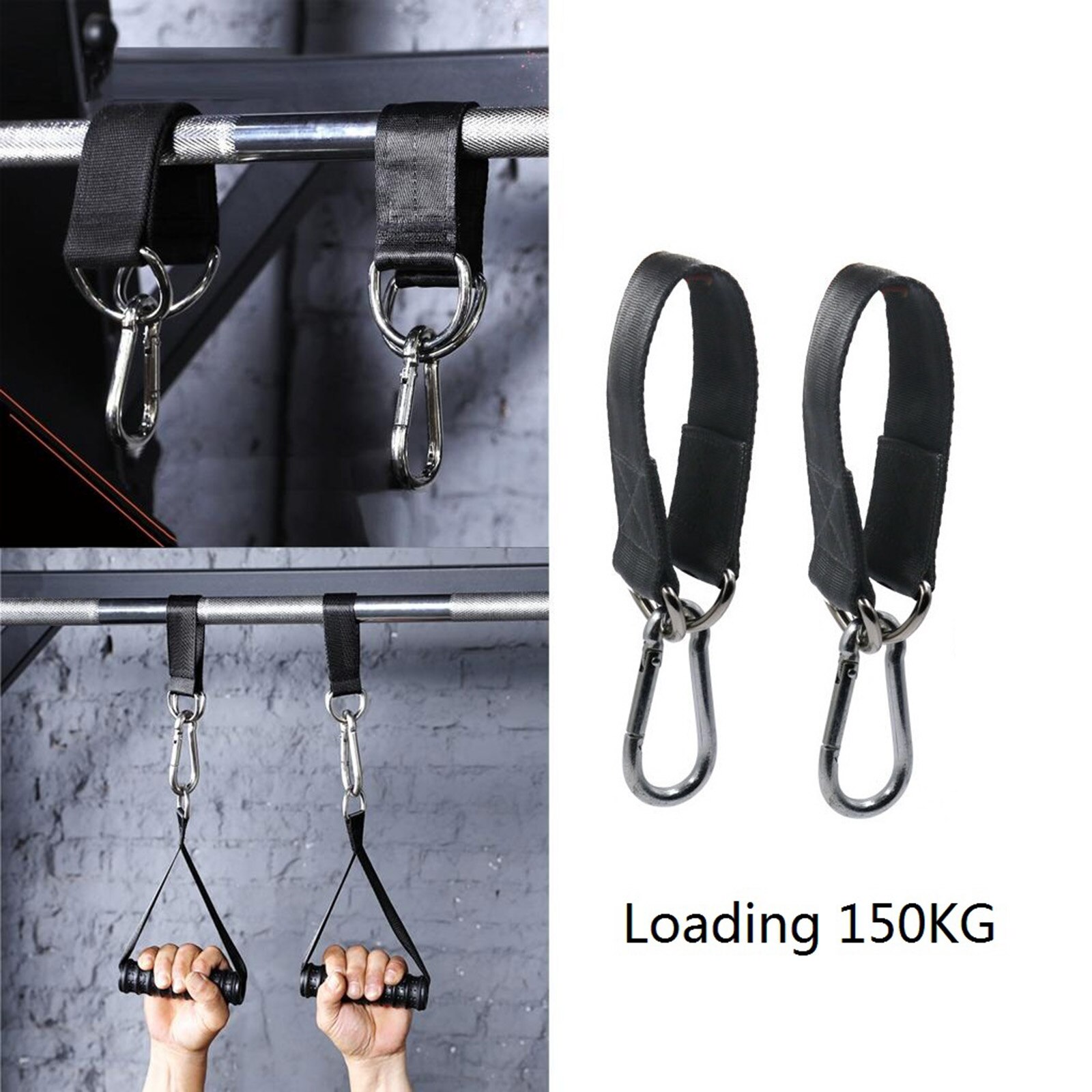 150kg Swing Hanging Straps Kit Gym Hanging Strap Webbing W/ D- Hooks