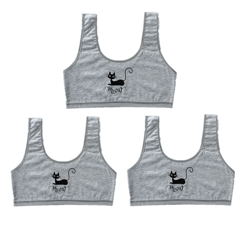 3pc/Lot Girl Bra Teen Crop Top Underwear Vest Racerback Puberty Sport Training Bras Letter Streetwear Tube Top 8-14Years: 3hui