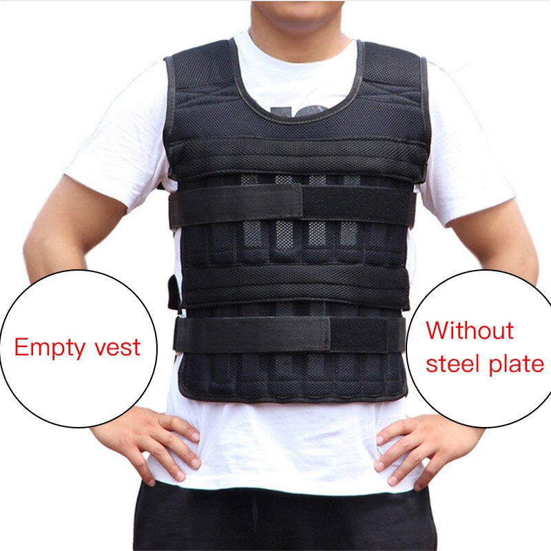 15kg Running Exercise Empty Weight Vest Boxing Training Adjustable Shank Wrist Wraps Swat Loading Weight Vest Fitness Equipment: Black