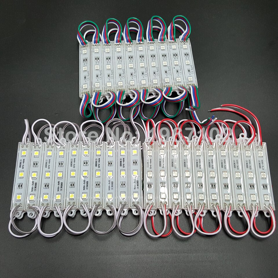 20pcs IP65 5050 3 LED Module Waterproof Warm White,White,RGB Injection Molding Light for DC 12V