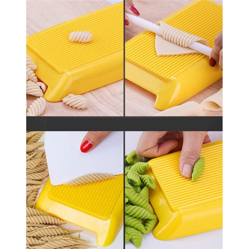 Plastic Pasta Macaroni Board Spaghetti Macaroni Pasta Gnocchi Maker Rolling Pin Baby Food Supplement Molds Manual Kitchen Tool