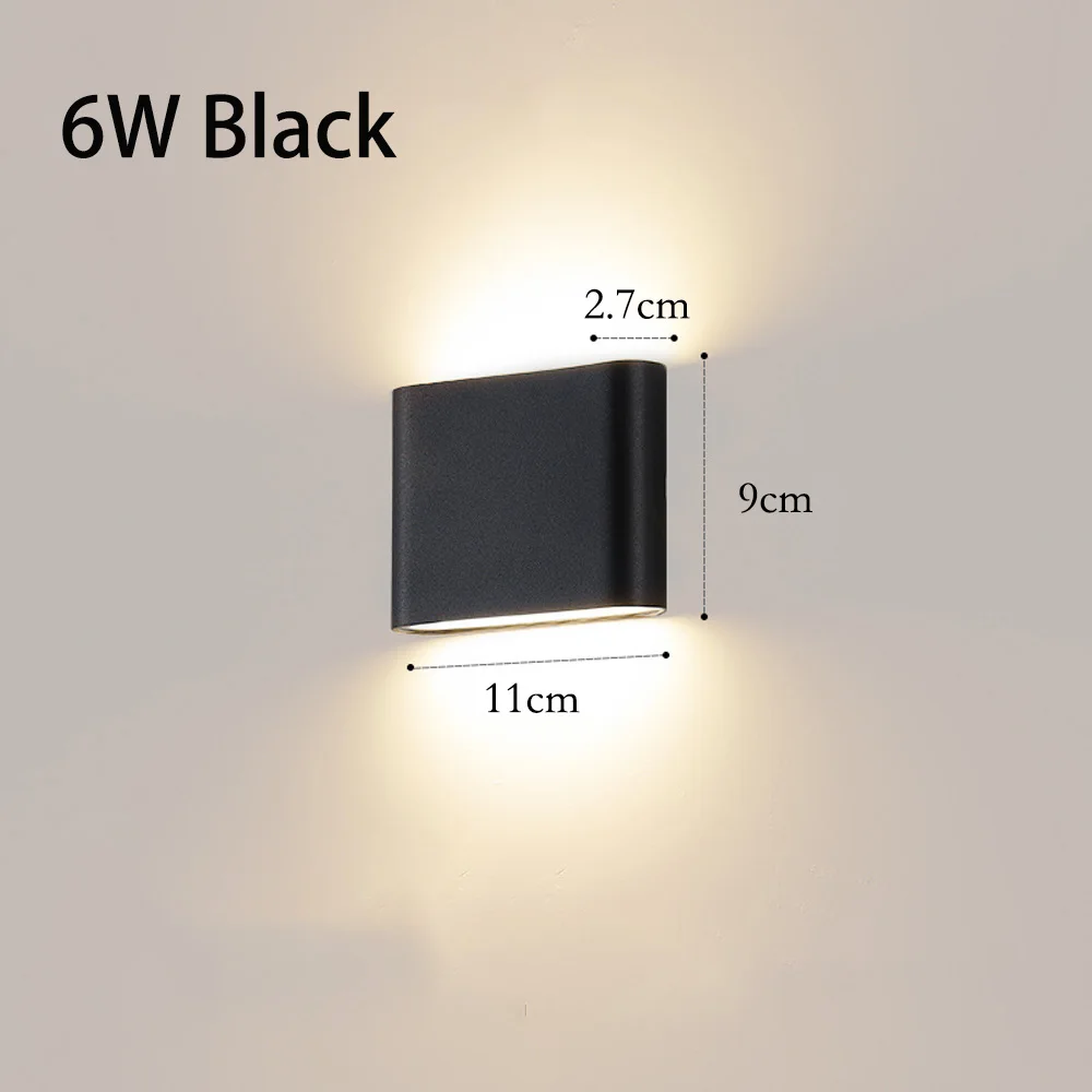 6w indendørs/udendørs universel væglampe vandtæt havebelysning indendørs soveværelse stue lampe aluminium  ac86-265v: Varm hvid  (2700-3500k) / Hvid