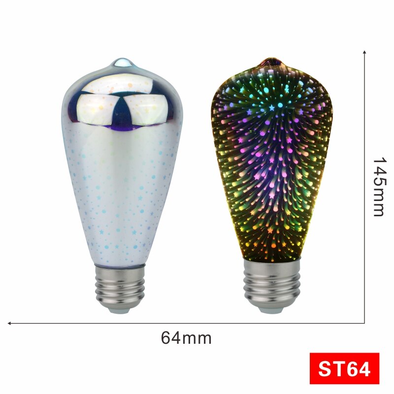 Bombilla Led decoración 3D bombilla 220V ST64 G95 G80 G125 A60 E27 luces navideñas novedad Lamparas: ST64