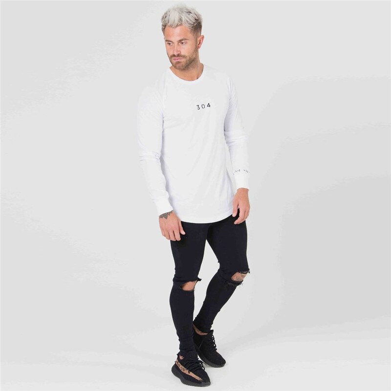 O-collar Running T-shirts Men Quick Dry Fitness Tight Top Long Sleeve Gym Compression Sport Clothing Men's Sportswear