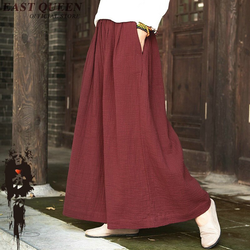 Kinesisk stil off white bukser baggy bukser kvinder lodrette striber afslappet løse oversize brede ben bukser  aa2845 yq