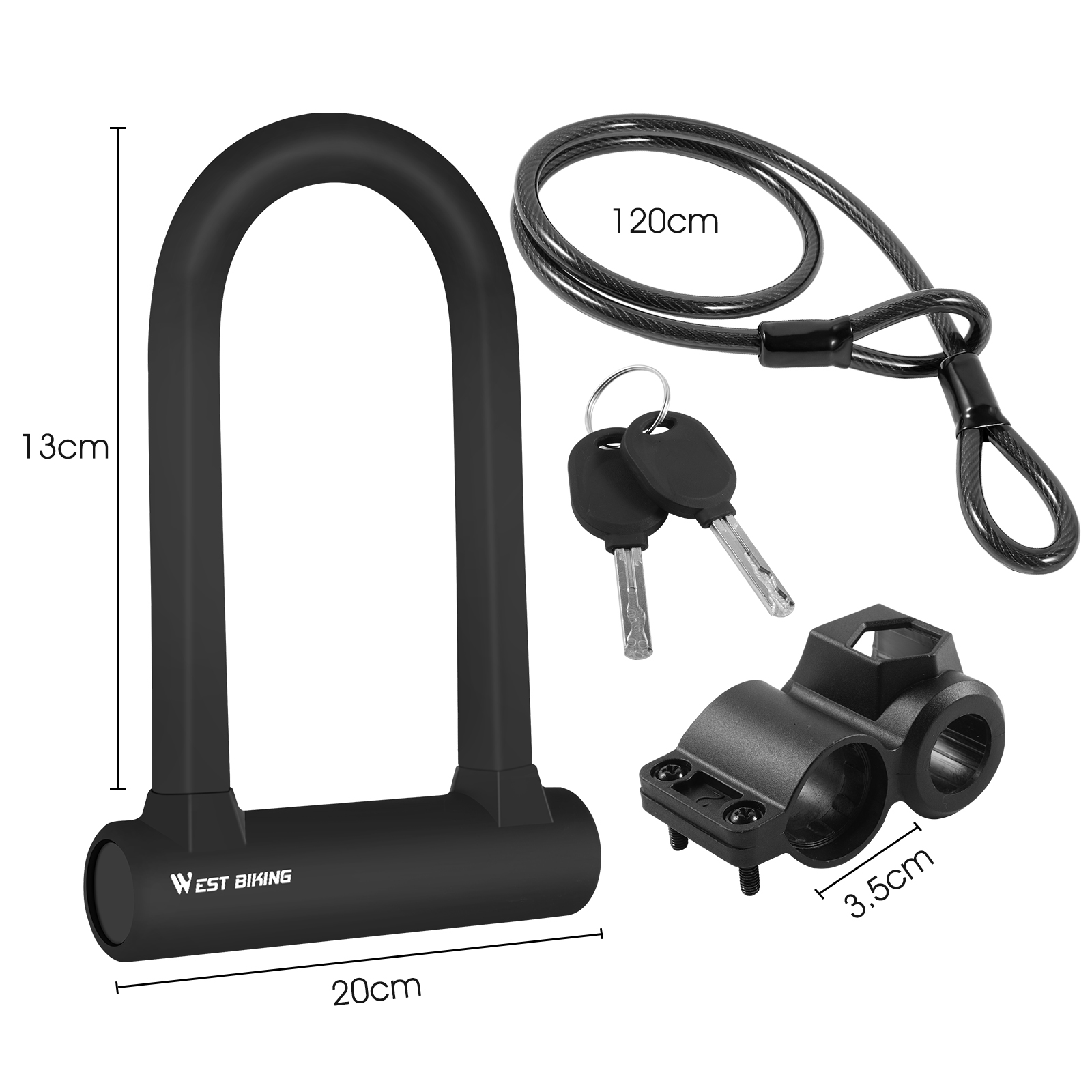 Bicycle U Lock Anti-theft Steel Safety Motorcycle Scooter Cycling Lock MTB Road Bike Wheel Lock 2 Keys Bike Lock Heavy Duty