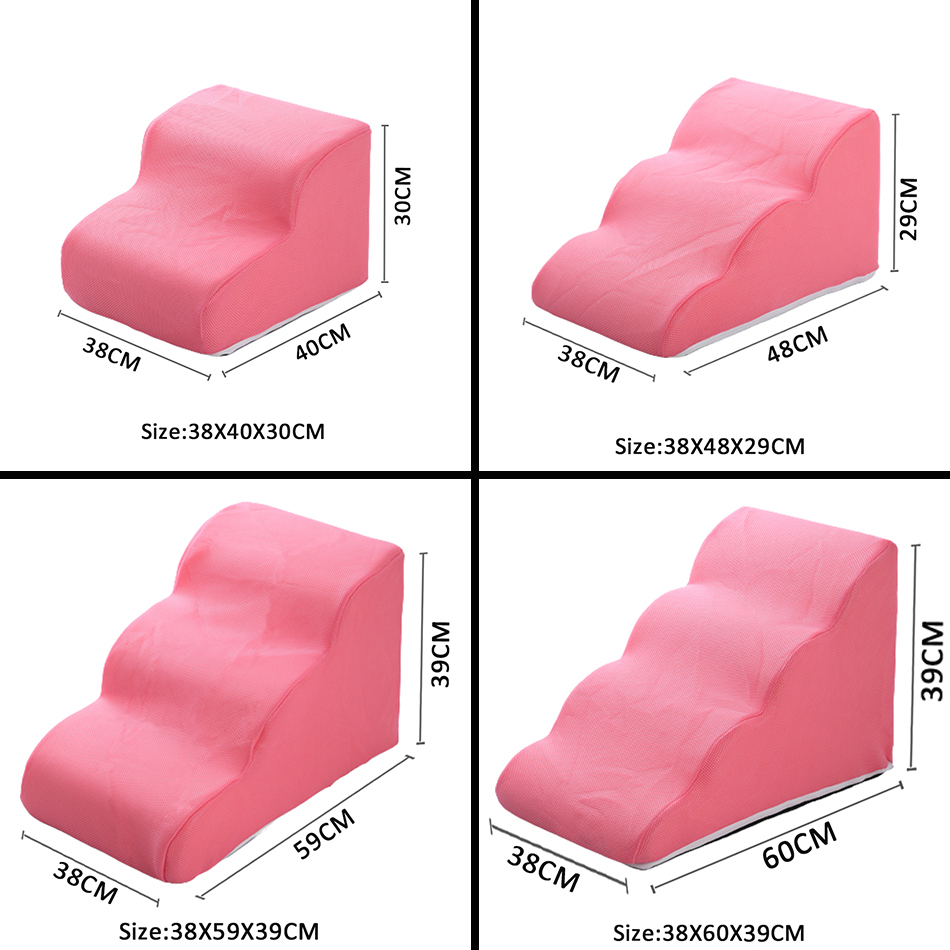 Rampe for hund kjæledyrstige 2 3 4 trinn trapper katt hunderampe sovesofa hundestige sklisikker avtakbar kjæledyrutstyr leker rampe: S / Skarlagen