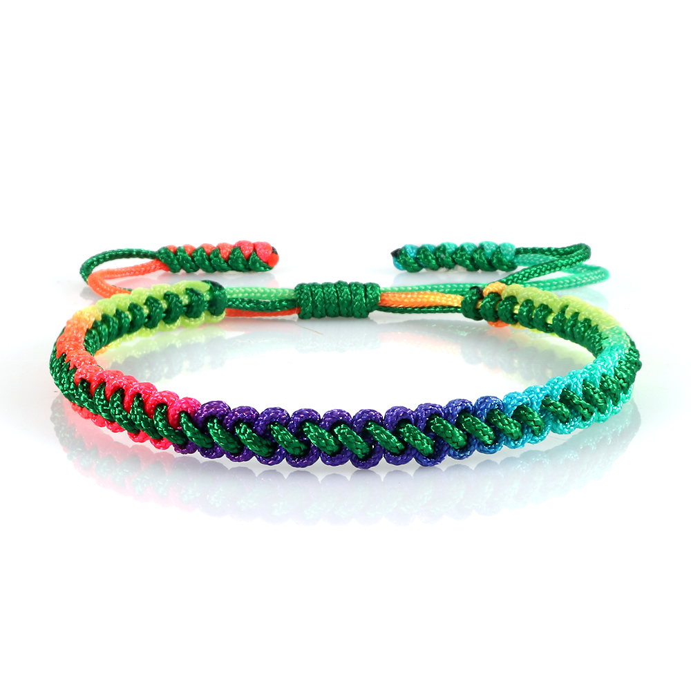 Lucky Colorful Rainbow Knots Braided Bracelet For Women Men Couple Handmade Adjustable Prayer Nylon Rope Bangles Travel: Pure Gold Color